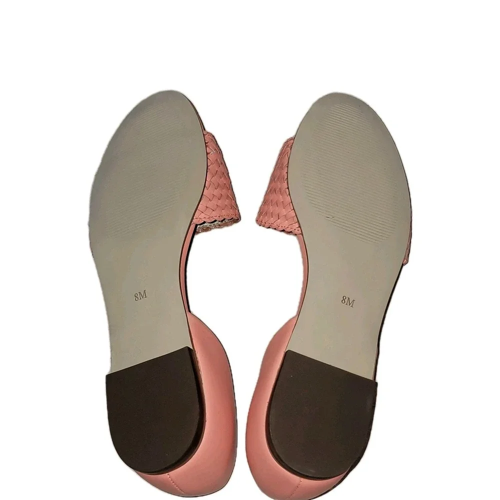 Talbots Leona Woven Leather Flats Sandals Salmon Pink Coral Size 8 M Slip On - Picture 13 of 13